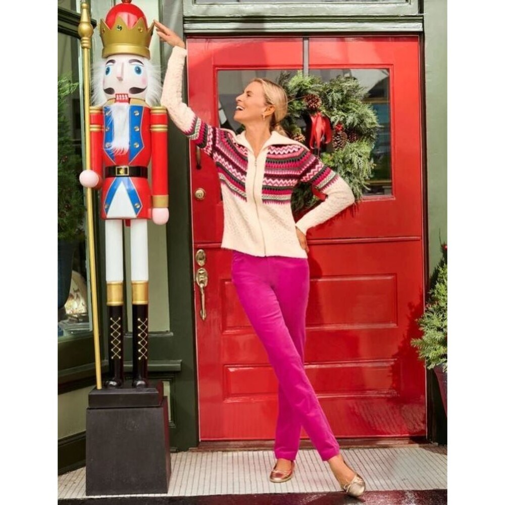 NWT TALBOTS Women Pants 16W Flawless Vivid Berry Pink Corduroy Slim Mid Rise $99 - Picture 2 of 11